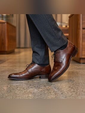 Magnanni Brown Leather Derby Oxfords